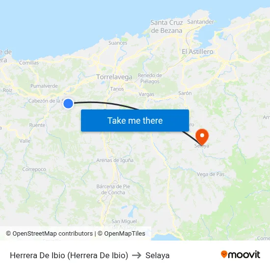 Herrera De Ibio (Herrera De Ibio) to Selaya map