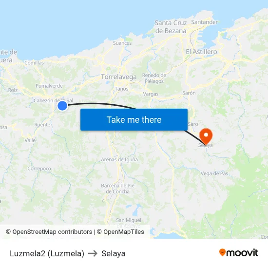Luzmela2 (Luzmela) to Selaya map