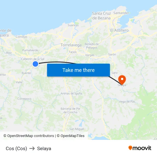 Cos (Cos) to Selaya map