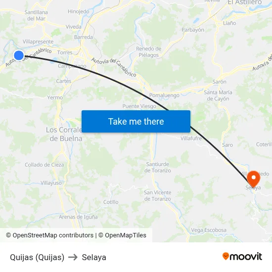 Quijas (Quijas) to Selaya map