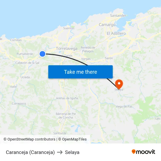 Caranceja (Caranceja) to Selaya map