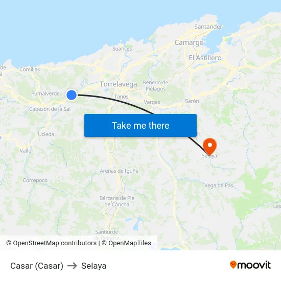 Casar (Casar) to Selaya map