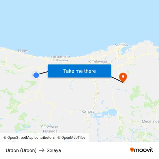 Urdon (Urdon) to Selaya map