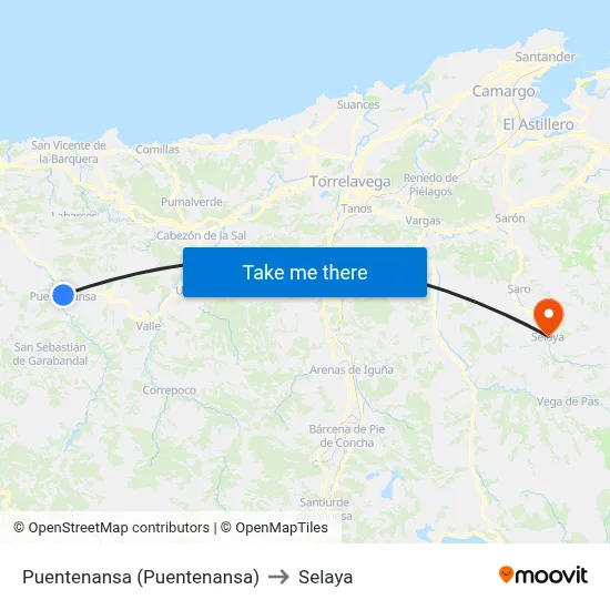 Puentenansa (Puentenansa) to Selaya map