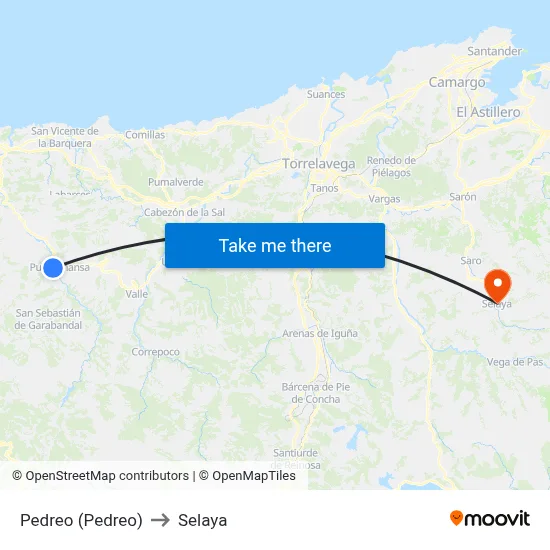 Pedreo (Pedreo) to Selaya map
