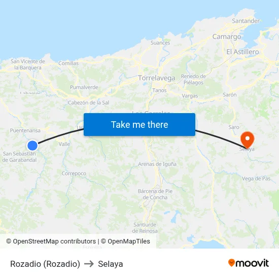 Rozadio (Rozadio) to Selaya map