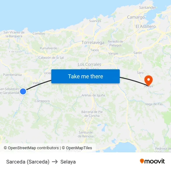 Sarceda (Sarceda) to Selaya map