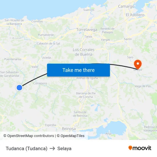Tudanca (Tudanca) to Selaya map