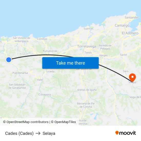 Cades (Cades) to Selaya map