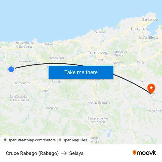 Cruce Rabago (Rabago) to Selaya map
