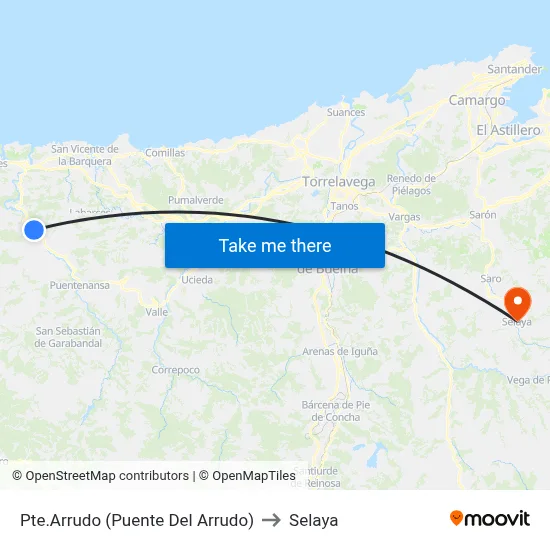 Pte.Arrudo (Puente Del Arrudo) to Selaya map