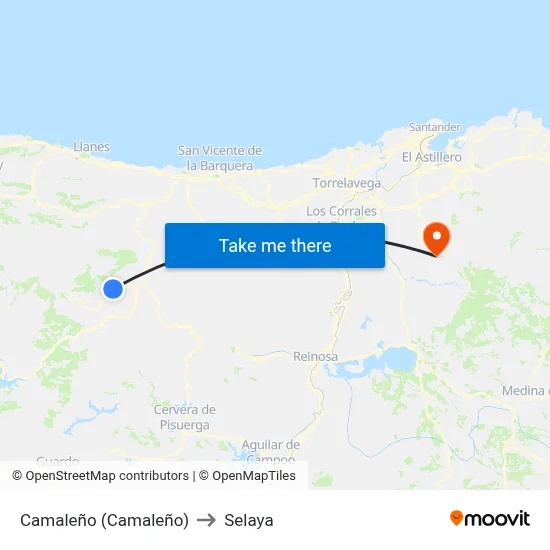 Camaleño (Camaleño) to Selaya map