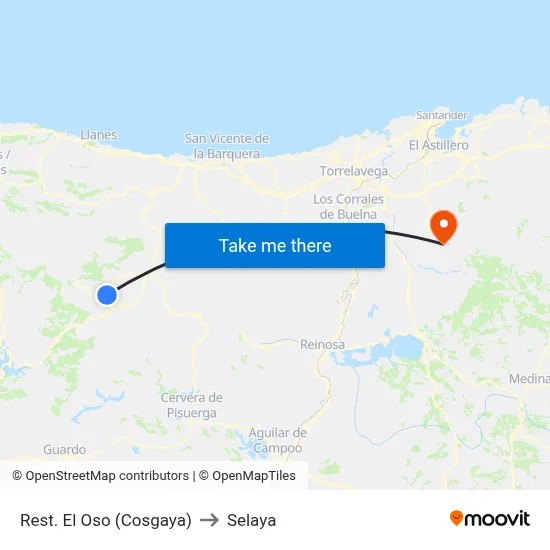 Rest. El Oso (Cosgaya) to Selaya map