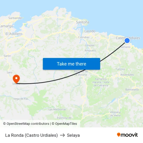 La Ronda (Castro Urdiales) to Selaya map