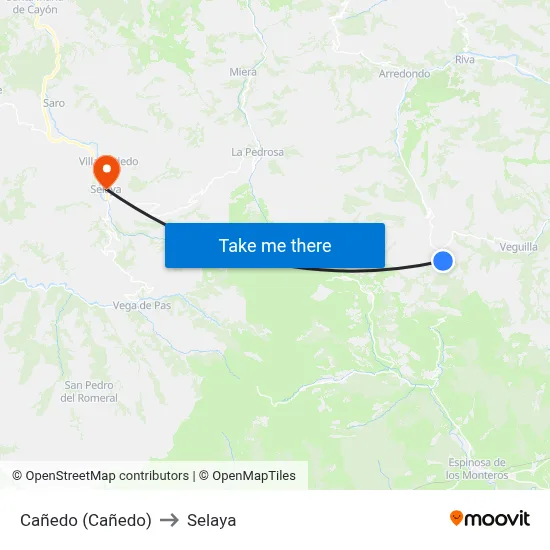 Cañedo (Cañedo) to Selaya map