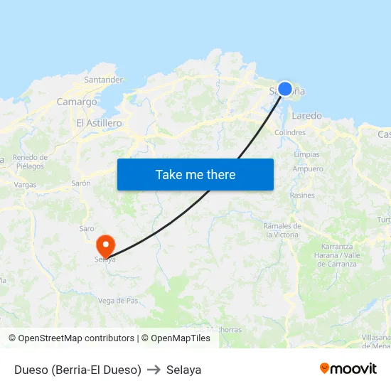 Dueso (Berria-El Dueso) to Selaya map