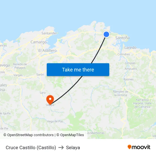 Cruce Castillo (Castillo) to Selaya map