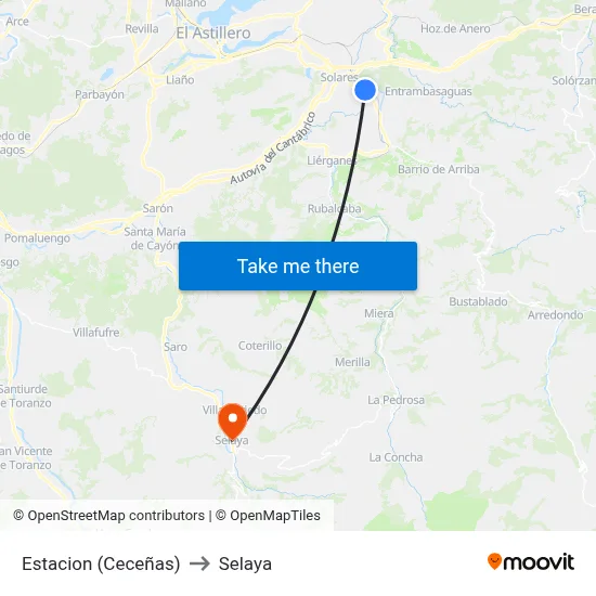 Estacion (Ceceñas) to Selaya map