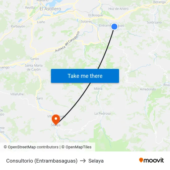 Consultorio (Entrambasaguas) to Selaya map
