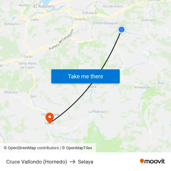 Cruce Vallondo (Hornedo) to Selaya map