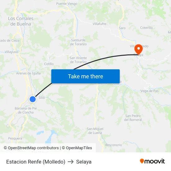 Estacion Renfe (Molledo) to Selaya map
