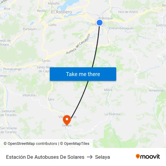 Estación De Autobuses De Solares to Selaya map