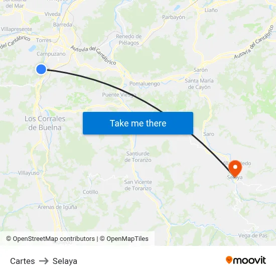 Cartes to Selaya map
