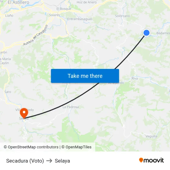 Secadura (Voto) to Selaya map