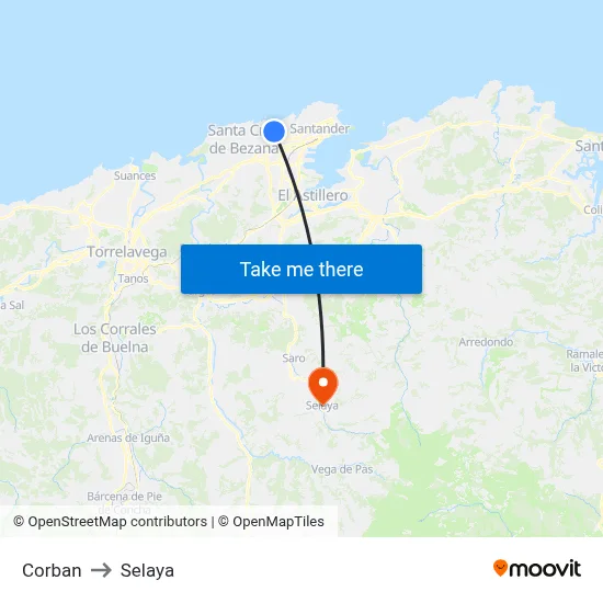 Corban to Selaya map