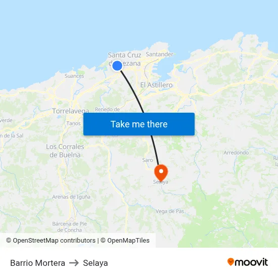 Barrio Mortera to Selaya map