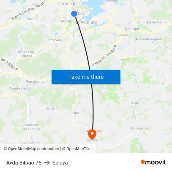 Avda Bilbao 75 to Selaya map
