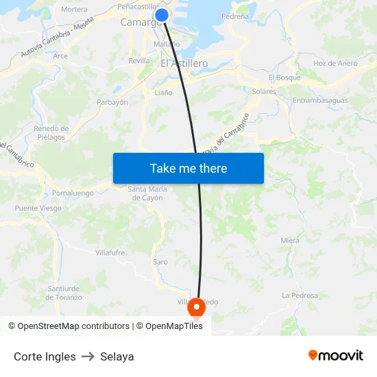 Corte Ingles to Selaya map