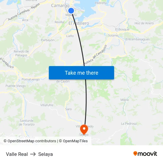 Valle Real to Selaya map