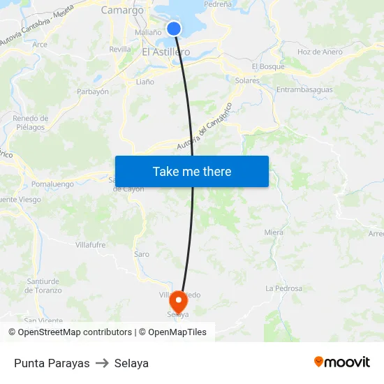 Punta Parayas to Selaya map