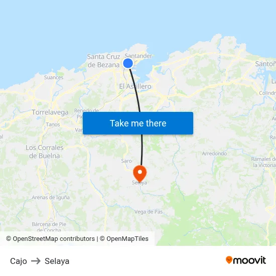 Cajo to Selaya map