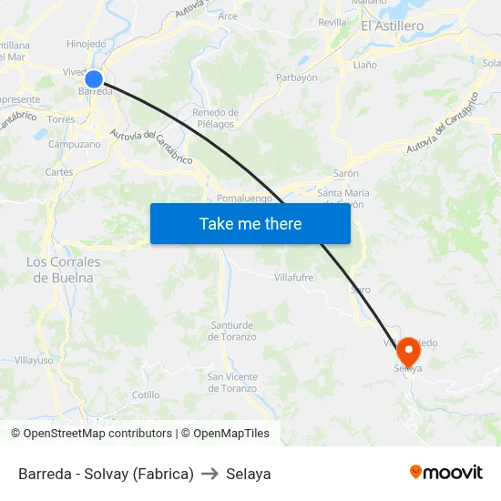 Barreda - Solvay (Fabrica) to Selaya map