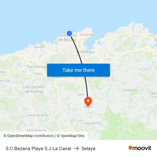 S.C.Bezana Playa S.J.La Canal to Selaya map
