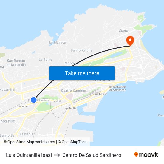 Luis Quintanilla Isasi to Centro De Salud Sardinero map