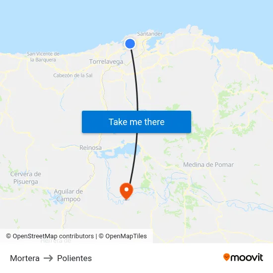 Mortera to Polientes map