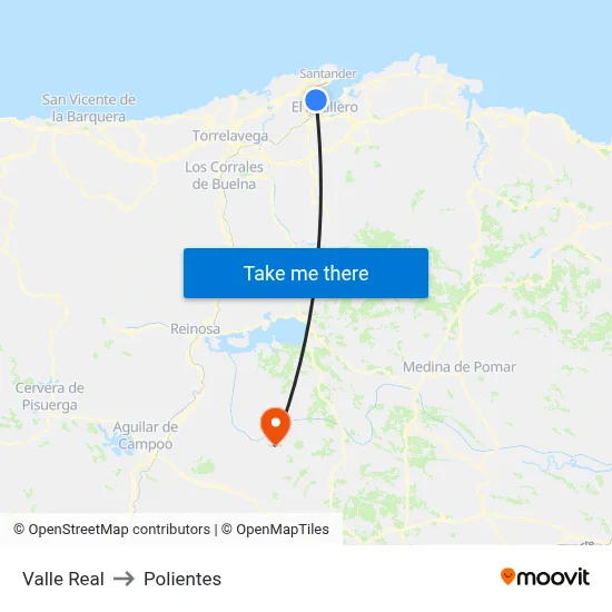 Valle Real to Polientes map