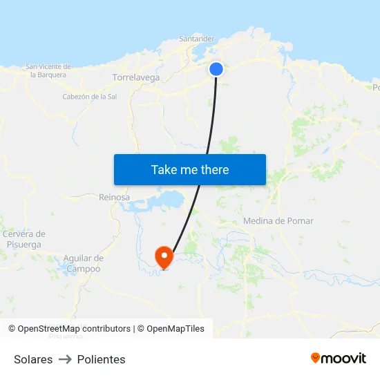 Solares to Polientes map