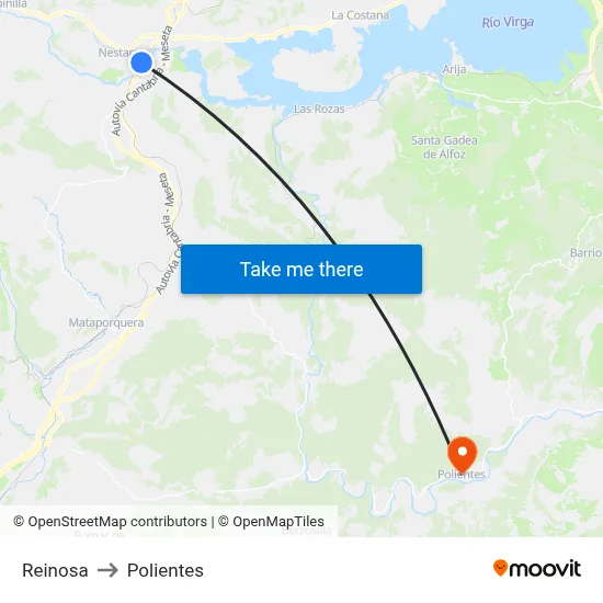 Reinosa to Polientes map