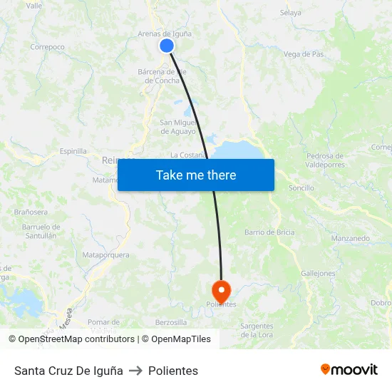 Santa Cruz De Iguña to Polientes map