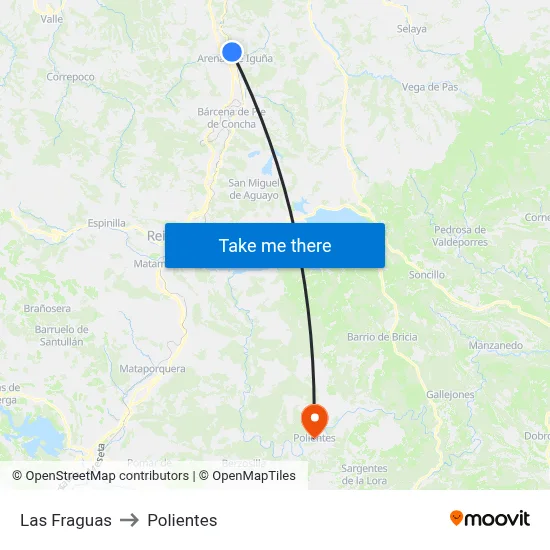 Las Fraguas to Polientes map