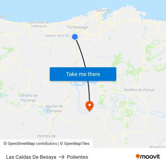 Las Caldas De Besaya to Polientes map