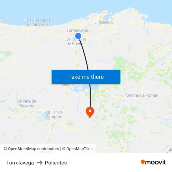 Torrelavega to Polientes map