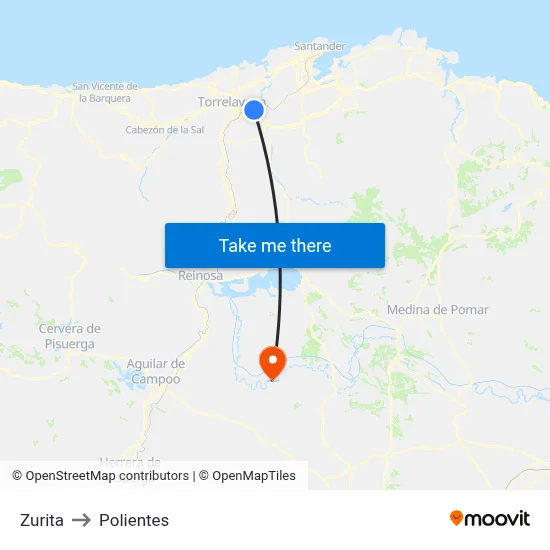 Zurita to Polientes map