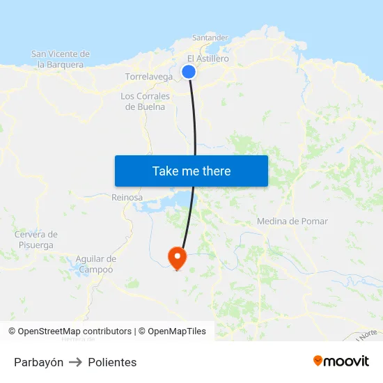 Parbayón to Polientes map