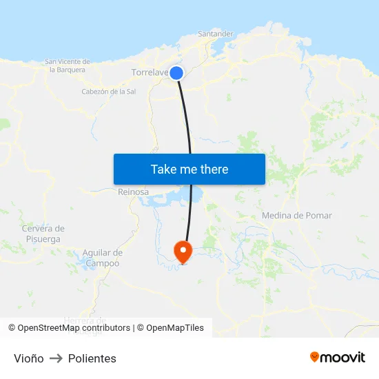 Vioño to Polientes map