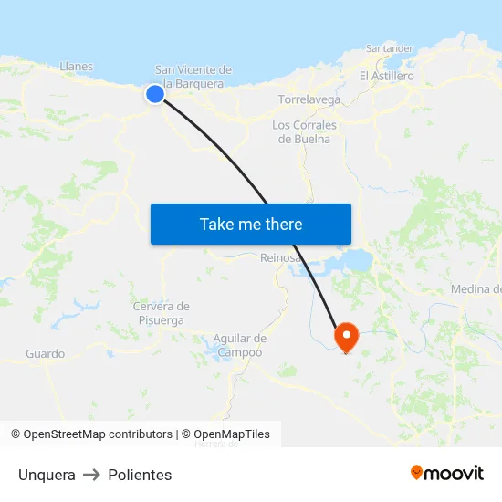 Unquera to Polientes map